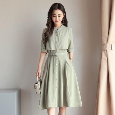 2018夏季新款韩版女装修身显瘦款A字裙子气质仙春夏装雪纺连衣裙